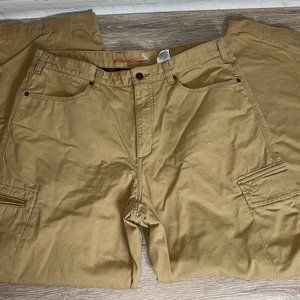 EDDIE BAUER MEN'S KHAKI CARGO FLANNEL LINED HIKING TRAIL PANTS SIZE 36 X 32